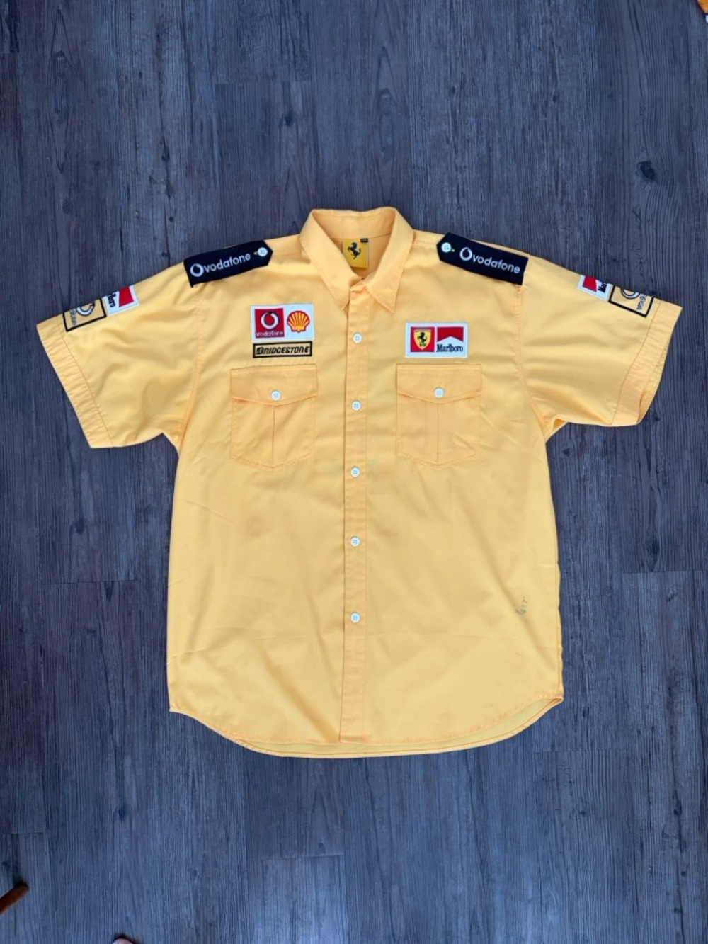 VINTAGE FERRARI MARLBORO RACING FORMULA 1 SHELL 1996 SHIRT YELLOW MEN’S XXL